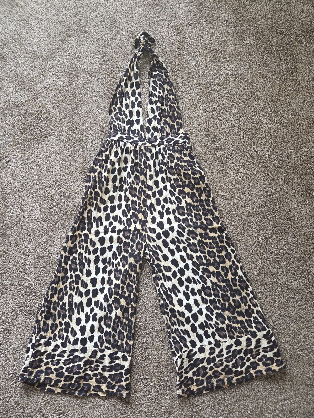 Leopard Print Halter One-Piece Jumpsuit